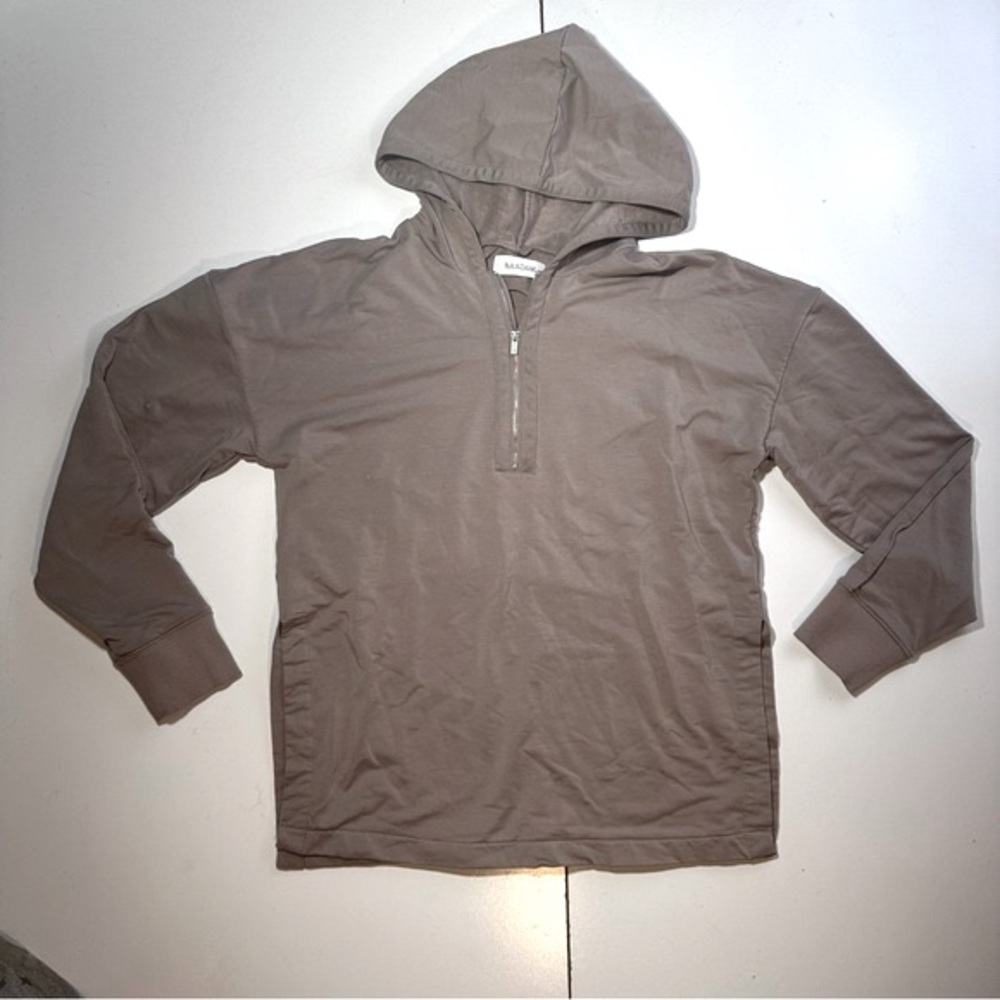 NAADAM Brown Super Soft Quarter Zip Hooded‎ Two Side Slits Jacket Size S